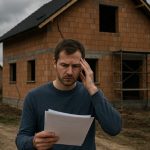 Je n’ai pas d’assurance dommage ouvrage : homme inquiet devant chantier avec malfaçons